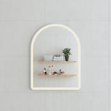 Arco Arch 600mm x 800mm Frontlit LED Framed Mirror with Demister, Matte White Frame