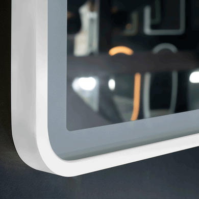 *Clearance* Arco Arch 800mm x 800mm Frontlit LED Framed Mirror with Demister, Matte White Frame