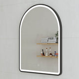Arco Arch 700mm x 1000mm Frontlit LED Framed Mirror with Demister, Matte Black Frame