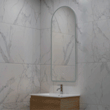 Arco Arch 500mm x 1200mm Frontlit and Backlit LED Frameless Mirror with Frosted Glass Border and Demister