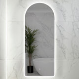 Arco Arch 500mm x 1200mm Frontlit and Backlit LED Frameless Mirror with Frosted Glass Border and Demister