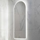 Arco Arch 500mm x 1200mm Frontlit and Backlit LED Frameless Mirror with Frosted Glass Border and Demister