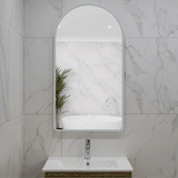 Arco Arch 550mm x 1000mm Frontlit and Backlit LED Frameless Mirror with Frosted Glass Border and Demister