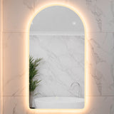 Arco Arch 550mm x 1000mm Frontlit and Backlit LED Frameless Mirror with Frosted Glass Border and Demister