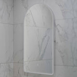 Arco Arch 550mm x 1000mm Frontlit and Backlit LED Frameless Mirror with Frosted Glass Border and Demister