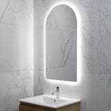 Arco Arch 550mm x 1000mm Frontlit and Backlit LED Frameless Mirror with Frosted Glass Border and Demister