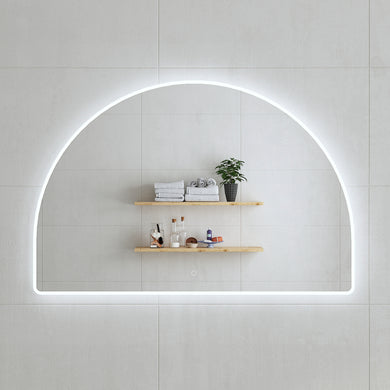 Arco Arch 1200mm x 800mm Frontlit and Backlit LED Frameless Mirror with Frosted Glass Border and Demister