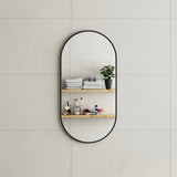 Pill Oval 450mm x 900mm Framed Mirror, Matte Black Frame