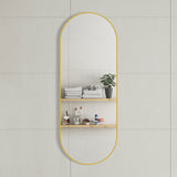 Pill Oval 450mm x 1200mm Framed Mirror, Brushed Brass (Gold) Frame