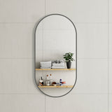 Pill Oval 500mm x 1000mm  Framed Mirror, Brushed Gunmetal Frame