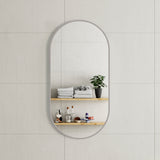 Pill Oval 500mm x 1000mm Framed Mirror, Brushed Nickel Frame