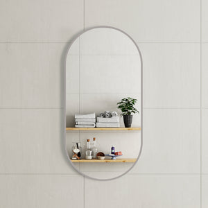 Pill Oval 500mm x 1000mm Framed Mirror, Brushed Nickel Frame