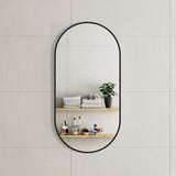 Pill Oval 500mm x 1000mm Framed Mirror, Matte Black Frame