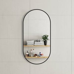 Pill Oval 500mm x 1000mm Framed Mirror, Matte Black Frame