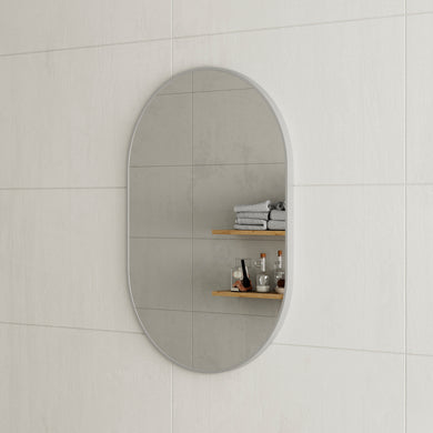 *Clearance* Pill Oval 600mm x 900mm Framed Mirror, Brushed Nickel Frame