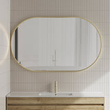 Pill Oval 1500mm x 900mm Framed Mirror with Brushed Brass (Gold) Frame *Clearance Stock*