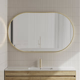 Pill Oval 1500mm x 900mm Framed Mirror, Brushed Brass (Gold) Frame