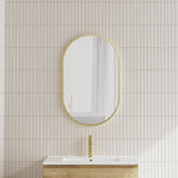 Pill Oval 500mm x 800mm Framed Mirror, Brushed Brass (Gold) Frame