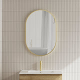 Pill Oval 600mm x 900mm Framed Mirror with Brushed Brass (Gold) Frame *Clearance Stock*