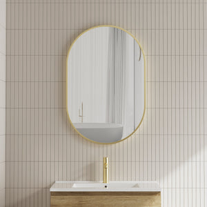 Pill Oval 600mm x 900mm Framed Mirror, Brushed Brass (Gold) Frame