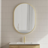 Pill Oval 700mm x 1000mm Framed Mirror, Brushed Brass (Gold) Frame
