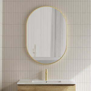 Pill Oval 700mm x 1000mm Framed Mirror, Brushed Brass (Gold) Frame