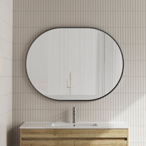 Pill Oval 1200mm x 900mm Framed Mirror, Matte Black Frame