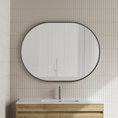 *Clearance* Pill Oval 1200mm x 900mm Framed Mirror, Matte Black Frame