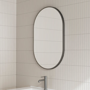 Pill Oval 600mm x 900mm Framed Mirror with Matte Black Frame *Clearance Stock*