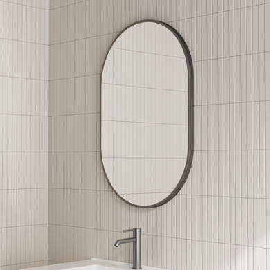 *Clearance* Pill Oval 500mm x 800mm Framed Mirror, Matte Black Frame