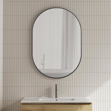 Pill Oval 700mm x 1000mm Framed Mirror, Matte Black Frame