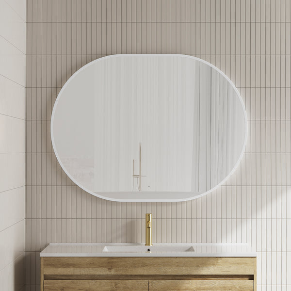 Pill Oval 1200mm x 900mm Mirror with Matte White Frame