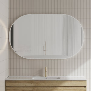 Pill Oval 1500mm x 900mm Framed Mirror with Matte White Frame *Clearance Stock*