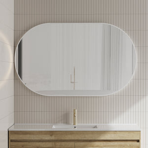 Pill Oval 1500mm x 900mm Framed Mirror, Matte White Frame