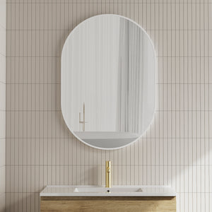 Pill Oval 700mm x 1000mm Framed Mirror with Matte White Frame *Clearance Stock*