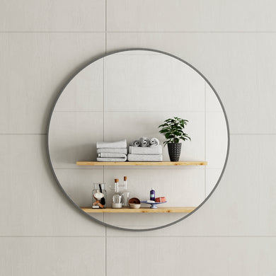 *Clearance* Circa Round 800mm Framed Mirror, Brushed Gunmetal Frame