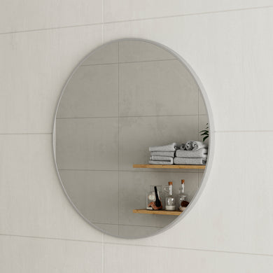 *Clearance* Circa Round 800mm Framed Mirror, Brushed Nickel Frame
