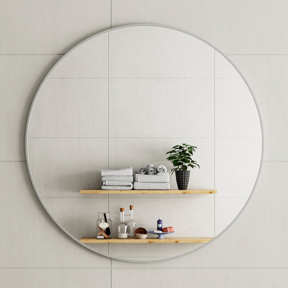 Circa Round 1000mm Framed Mirror with Brushed Nickel Frame *Clearance Stock*