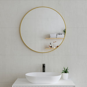 Circa Round 750mm Framed Mirror, Brushed Brass (Gold) Frame