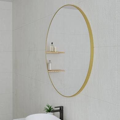 *Clearance* Circa Round 900mm Framed Mirror, Brushed Brass (Gold) Frame
