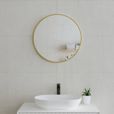 *Clearance* Circa Round 600mm Framed Mirror, Brushed Brass (Gold) Frame