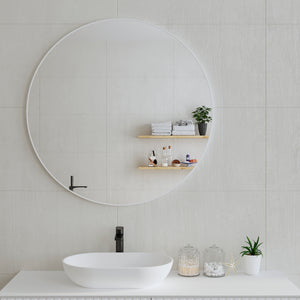 Circa Round 1000mm Framed Mirror, Matte White Frame