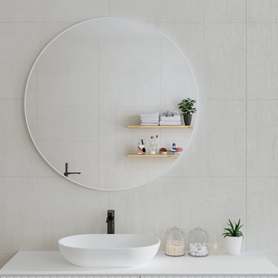 *Clearance* Circa Round 1000mm Framed Mirror, Matte White Frame