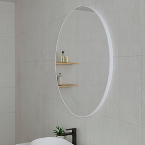 Circa Round 900mm Framed Mirror with Matte White Frame *Clearance Stock*