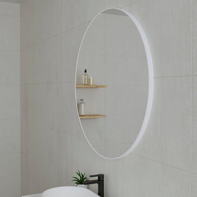 *Clearance* Circa Round 750mm Framed Mirror, Matte White Frame