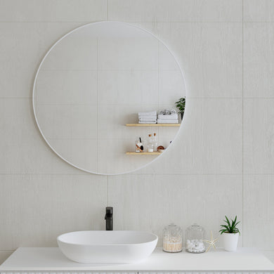 *Clearance* Circa Round 900mm Framed Mirror, Matte White Frame