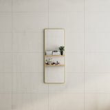 Retti Rectangular 450mm x 1200mm Framed Mirror, Brushed Brass (Gold) Frame