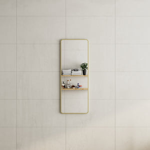 Retti Rectangular 450mm x 1200mm Framed Mirror, Brushed Brass (Gold) Frame