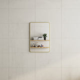 Retti Rectangular Mirror with Brushed Brass (Gold) Frame | 8 sizes available, from 450mm to 1500mm |