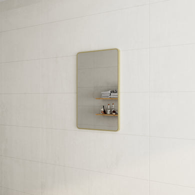 *Clearance* Retti Rectangular 600mm x 900mm Framed Mirror, Brushed Brass (Gold) Frame